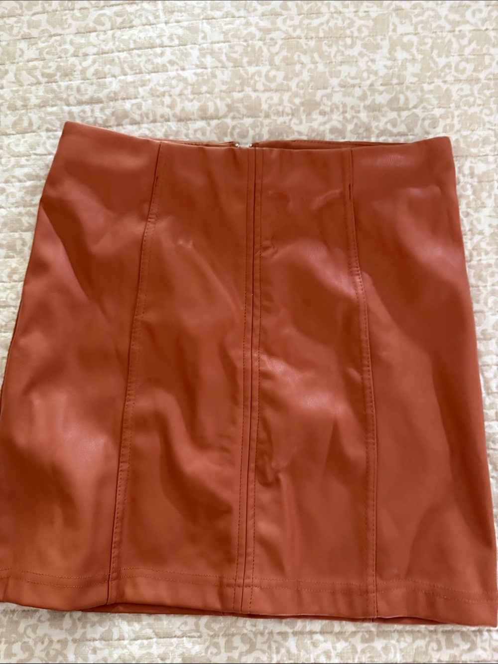 Altar'd State Faux Leather Mini Skirt - Rusty Orange
